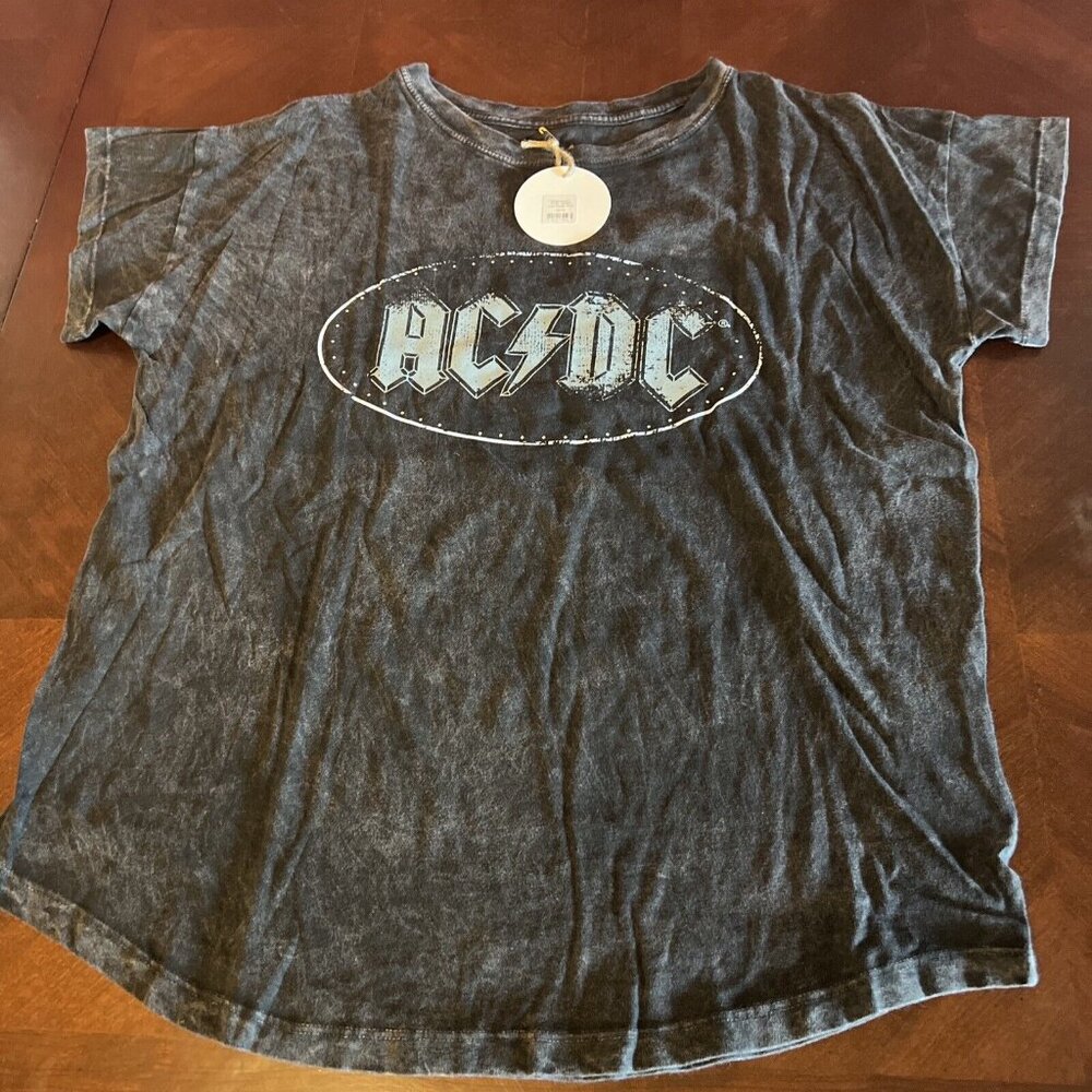 Shirt Vintage Canvas AC/Dc Studded Logo Vintage Wash Women tee‎